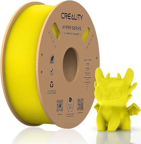 Official Creality Hyper PLA Filament 1.75mm, High Speed 30-600mm/s Rapid 3D Printer Filament PLA, Dimensional Accuracy +/-0.02mm, Fit Most FDM 3D Printers,1KG(2.2lbs) Spool Yellow
