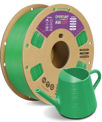 OVERTURE ASA Filament 1.75mm, 1kg Spool (2.2lbs) 3D Printer Filament, Premium Anti-UV, ASA Filament Perfect for Printing Outdoor Functional Parts, Dimensional Accuracy +/- 0.02 mm (Green)