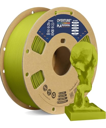 OVERTURE PLA Plus (PLA+) Filament 1.75mm, Stronger & More Durable, Professional Toughness 3D Printer Filament 1kg (2.2lbs), High Precision +/- 0.02mm, Tangle-Free (Olive Green)