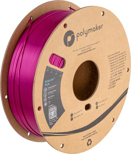 Polymaker Silk PLA Filament 1.75mm 1kg, Silk Magenta 3D Printer PLA Filament - PolyLite 1.75mm 3D Printing PLA Filament