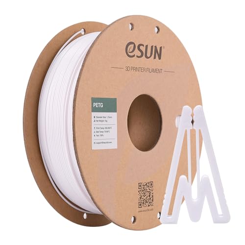 eSUN PETG Filament 1.75mm, 3D Printer Filament PETG, Dimensional Accuracy +/- 0.05mm, 1KG Spool (2.2 LBS) 3D Printing Filament for 3D Printers, Solid White