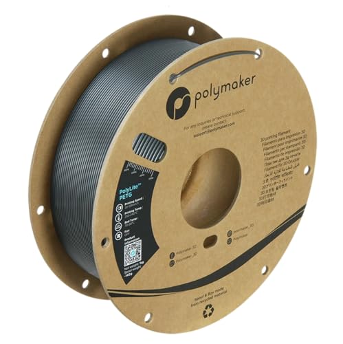 Polymaker PETG Filament 1.75mm 1kg Dark Grey 3D Printer Filament, PolyLite PETG 3D Printing Filament 1.75mm, Dimensional Accuracy +/- 0.03mm, Print with Most 3D Printers