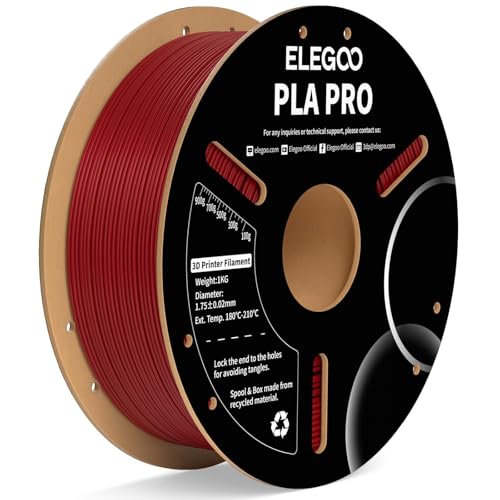 ELEGOO PLA PRO Filament 1.75mm Burgundy Red 1KG, 30-250mm/s Printing Speed Improved Rigidity 3D Printer Filament Dimensional Accuracy +/- 0.02mm, 1kg Spool (2.2lbs)