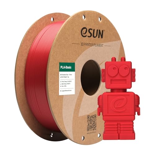eSUN PLA Basic Filament 1.75mm, 3D Printer Filament High Speed PLA for Fast Printing, 1KG Spool (2.2 LBS) 3D Printing Filament for High Speed 3D Printers, Fire Engine Red