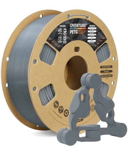 OVERTURE PETG 3D Printer Filament 1.75mm, Neatly Wound Durable PETG 1kg Spool (2.2lbs), Strong Toughness Filament, Dimensional Accuracy +/- 0.02mm, Fit Most FDM Printers (Light Gray)