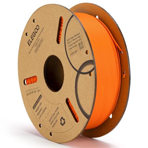 ELEGOO PLA Filament 1.75mm Orange 1KG, 3D Printer Filament Dimensional Accuracy +/- 0.02mm, 1kg Cardboard Spool(2.2lbs) 3D Printing Filament Fits for Most FDM 3D Printers
