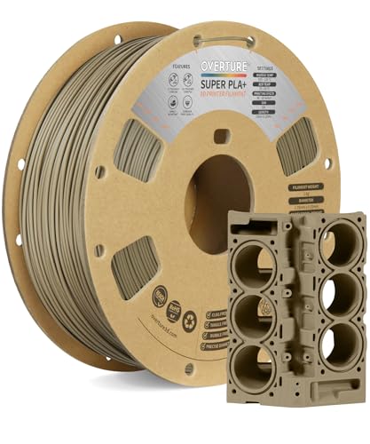 OVERTURE Super PLA+ Filament 1.75mm, Toughness Enhanced PLA Plus, Professional Toughness 3D Printer Filament 1kg (2.2lbs), High Precision +/- 0.02mm (Light Brown)