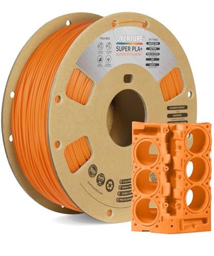 OVERTURE Super PLA+ Filament 1.75mm, Toughness Enhanced PLA Plus, Professional Toughness 3D Printer Filament 1kg (2.2lbs), High Precision +/- 0.02mm (Orange)