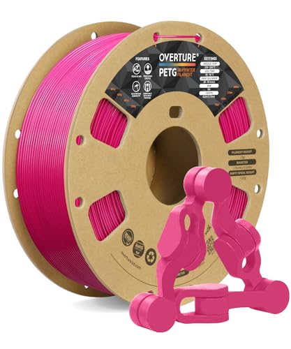 OVERTURE PETG 3D Printer Filament 1.75mm, Neatly Wound Durable PETG 1kg Spool (2.2lbs), Strong Toughness Filament, Dimensional Accuracy +/- 0.02mm, Fit Most FDM Printers (Magenta)