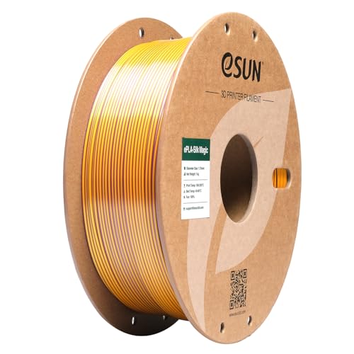 eSUN Silk Magic PLA Filament 1.75mm, Shiny Silk Dual Color Co Extrusion 3D Printer Filament, 1KG (2.2 LBS) Spool 3D Printing Color Change Filament for 3D Printers, Purple Gold