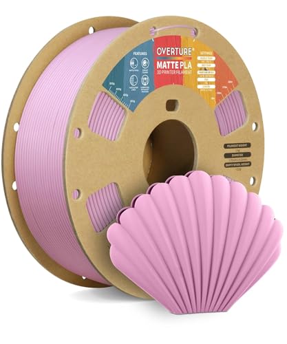 OVERTURE Matte PLA 3D Printer Filament 1.75mm, Matt Surface & Low Warping Filament 1kg Spool (2.2 lbs), Accuracy +/- 0.02 mm, Fit Most FDM Printers (Matte Pink)