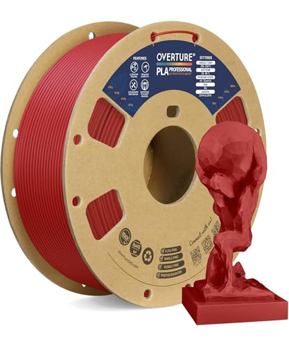 OVERTURE PLA Plus (PLA+) Filament 1.75mm, Stronger & More Durable, Professional Toughness 3D Printer Filament 1kg (2.2lbs), High Precision +/- 0.02mm, Tangle-Free (Fresh Red)