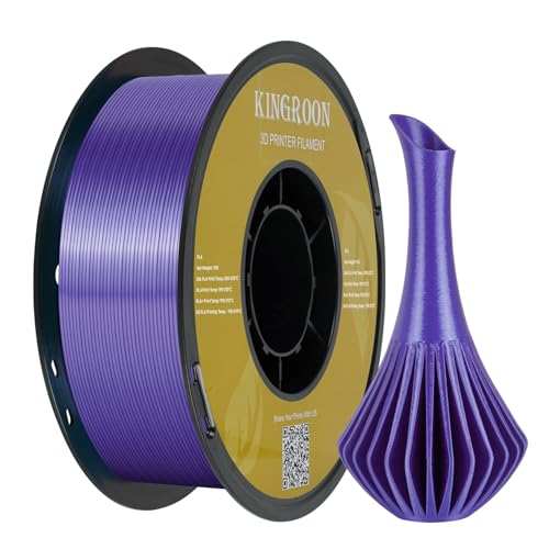 Kingroon Silk PLA 3D Printer Filament, Dimensional Accuracy +/- 0.03 mm, 1 kg Spool(2.2lbs), PLA Shiny Filament 1.75 mm (Purple)