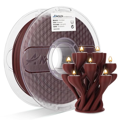 AMOLEN PLA Filament 1.75mm Dry Rosewood 3D Printer Wood Filament Add 15% Real Wood Fiber, Matte and Frosted 3D Filament 1.75mm PLA Filament 3D Printing Filament, 1kg