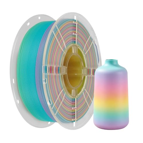 Kingroon 3D Printer Filament Matte Rainbow PLA Filament 1.75mm 3D Printing Filament 1kg Dimensional Accuracy ±0.02mm,Fit Most 3D Printers