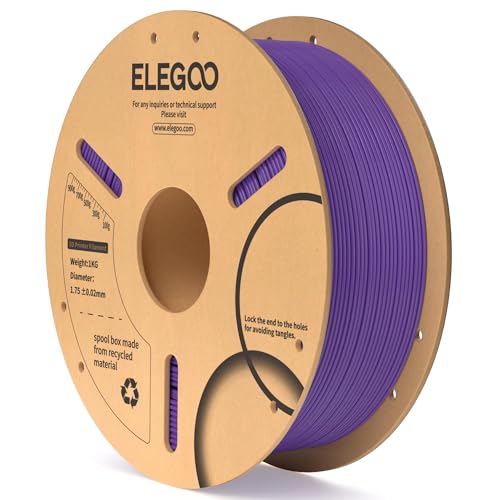 ELEGOO PLA Filament 1.75mm Purple 1KG, 3D Printer Filament Dimensional Accuracy +/- 0.02mm, 1kg Cardboard Spool(2.2lbs) 3D Printing Filament Fits for Most FDM 3D Printers