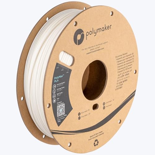 Polymaker Polymax Tough PLA 3D Printer Filament 1.75mm 0.75kg White, PolyMax 3D Printing PLA Filament White, Tougher Than PLA+ 3D Filament, High Impact Strength for Functional Application