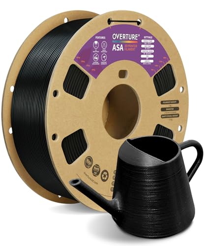 OVERTURE ASA Filament 1.75mm, 1kg Spool (2.2lbs) 3D Printer Filament, Premium Anti-UV, ASA Filament Perfect for Printing Outdoor Functional Parts, Dimensional Accuracy +/- 0.02 mm (Black)