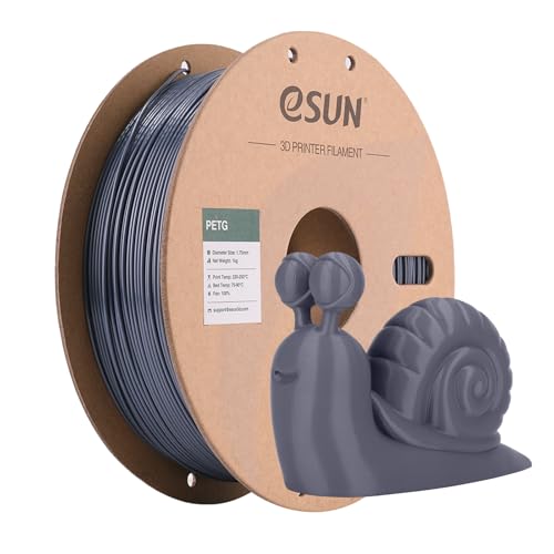 eSUN PETG Filament 1.75mm, 3D Printing Filament 1kg Spool(2.2lbs), 3D Filament 1.75mm Dimensional Accuracy +/- 0.03mm,Fit Most FDM Printers(Solid Grey)