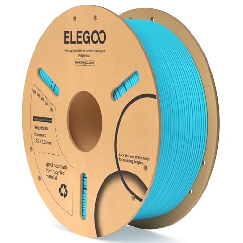ELEGOO PLA Filament 1.75mm Sky Blue 1KG, 3D Printer Filament Dimensional Accuracy +/- 0.02mm, 1kg Cardboard Spool(2.2lbs) 3D Printing Filament Fits for Most FDM 3D Printers