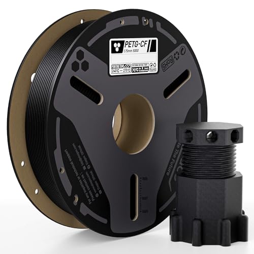 ELEGOO Carbon Fiber PETG Filament 1.75 mm Black 0.5KG, High Strength & Rigidity PETG-CF 3D Printing Filament, Abrasion Resistance for Functional Parts, 500g Spool Fits for Most FDM 3D Printers