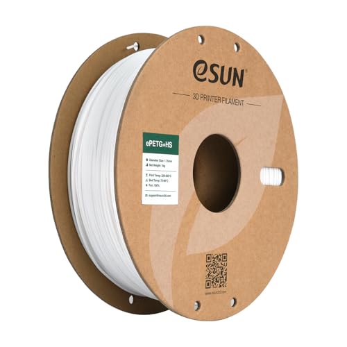 eSUN High Speed Upgraded PETG Filament 1.75mm, High Toughness 3D Printer Filament Speedy PETG for Fast Printing, 1KG Spool (2.2 LBS) 3D Printing Filament for 3D Printers, Solid White