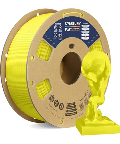 OVERTURE PLA Plus (PLA+) Filament 1.75mm PLA Professional Toughness Enhanced PLA Roll, Cardboard Spool, Premium PLA 1kg(2.2lbs), Dimensional Accuracy 99% Probability +/- 0.03mm (Highlight Yellow)