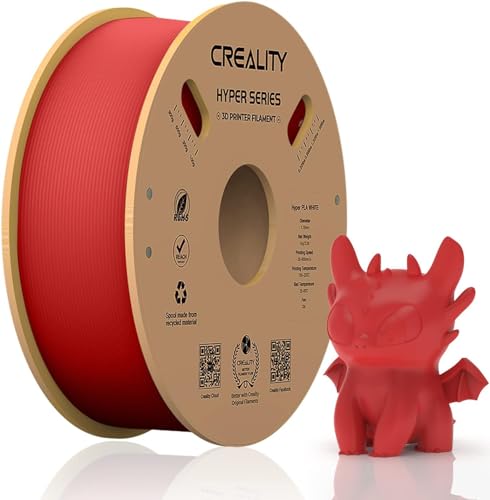 Official Creality Hyper PLA Filament 1.75mm, High Speed PLA 30-600mm/s Rapid 3D Printer Filament, Dimensional Accuracy +/-0.02mm, Fit Most FDM 3D Printers,1KG(2.2lbs) Spool Red