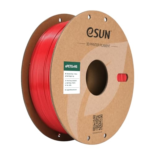 eSUN High Speed Upgraded PETG Filament 1.75mm, High Toughness 3D Printer Filament Speedy PETG for Fast Printing, 1KG Spool (2.2 LBS) 3D Printing Filament for 3D Printers, Solid Red