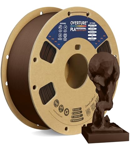 OVERTURE PLA Plus (PLA+) Filament 1.75mm, Stronger & More Durable, Professional Toughness 3D Printer Filament 1kg (2.2lbs), High Precision +/- 0.02mm, Tangle-Free (Chocolate)