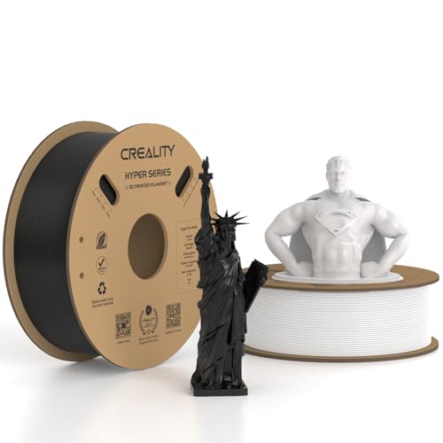 Creality Hyper PLA Filament 1.75mm Black & White 2KG, 30-600mm/s High Speed PLA Rapid 3D Printer Filament, 2 Pack 1kg Spool(2.2lbs), Dimensional Accuracy +/-0.02mm, Fit Most FDM 3D Printer