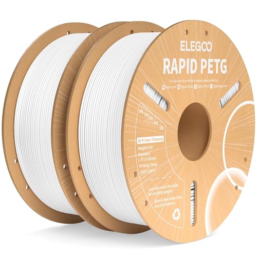 ELEGOO Rapid PETG Filament 1.75mm White 2KG, High Speed 30-600mm/s 3D Printer Filament Dimensional Accuracy +/- 0.02 mm, 1kg Cardboard Spool(2.2lbs) Fits for Most FDM 3D Printers
