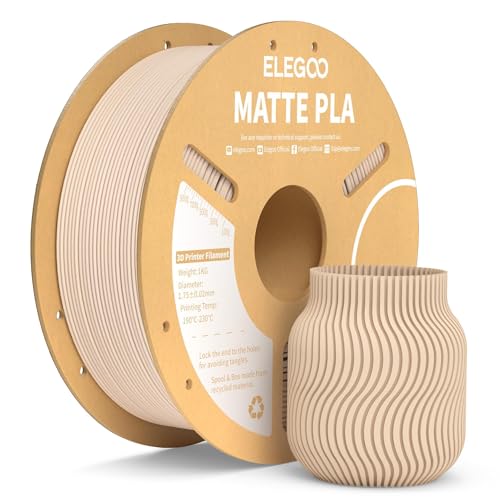 ELEGOO Matte PLA Filament Beige 1KG, 1.75mm 3D Printer Filament Dimensional Accuracy +/- 0.02mm, 1kg Carboard Spool (2.2lbs) for Most FDM 3D Printers