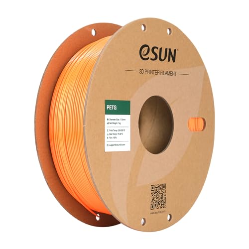eSUN PETG Filament 1.75mm, 3D Printer Filament PETG, Dimensional Accuracy +/- 0.05mm, 1KG Spool (2.2 LBS) 3D Printing Filament for 3D Printers, Solid Orange