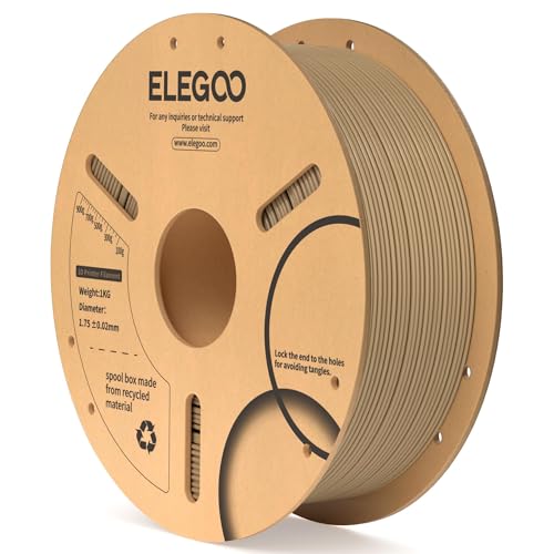 ELEGOO Wood PLA Filament 1.75mm 1KG, Real Wood Fibers Filled 3D Printer Filament Dimensional Accuracy +/- 0.02mm, 1kg Spool(2.2lbs) Fits for Most FDM 3D Printers