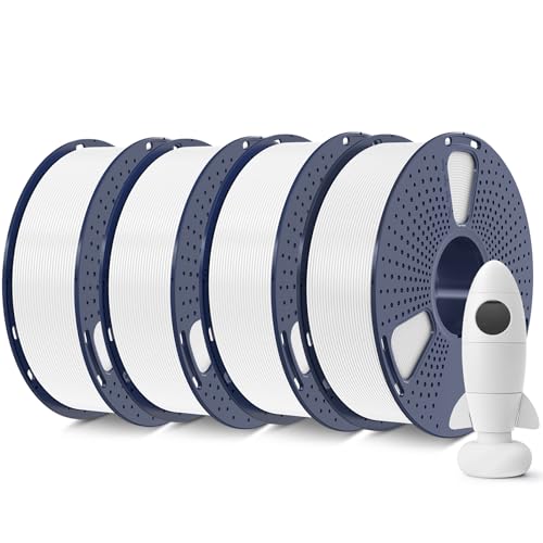 SUNLU 4KG 3D Printer Filament Bundle PLA Matte 1.75mm, Neatly Wound Filament with Matte Finish, Print with 99% FDM 3D Printers, 1kg Spool (2.2lbs), 4 Packs, White*4