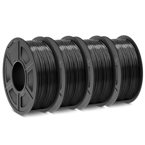 SUNLU ABS Filament 1.75mm 3D Printer Filament, Strong and Durable, Excellent Toughness, Individually Vacuum Packed, 4kg in Total, 1kg per Spool, Pack of 4, Black