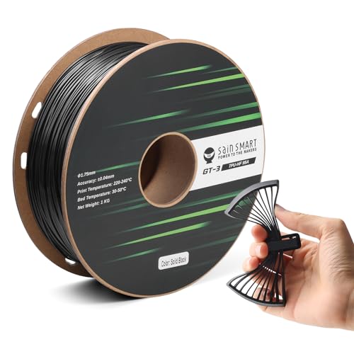 SainSmart TPU Filament 1.75mm, GT-3 Black Flexible 3D Printer Filament for High-Speed Printing 500mm/s, 2.2 LBS (1KG) Spool, Dimensional Accuracy +/- 0.04mm