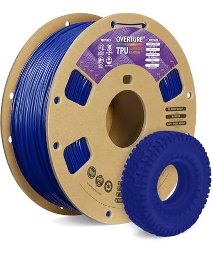 OVERTURE TPU Filament 1.75mm Flexible Roll, 95A Soft 3D Printer Filament, 1kg Spool (2.2 lbs), Fit Most FDM Printer (TPU Blue)