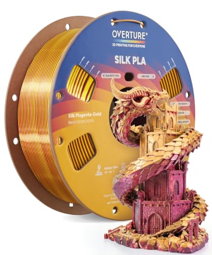 OVERTURE Silk PLA Dual Color Filament 1.75mm, Silk Magenta-Gold