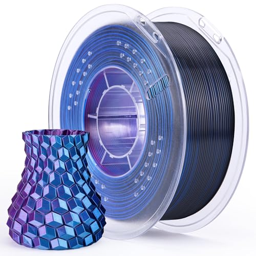 ELEGOO Silk PLA Filament Triple Colors Blue Purple Black, Shiny Tri-Color 3D Printer Filament 1.75mm Dimensional Accuracy +/- 0.05mm, 1kg Spool(2.2lbs) Fits for Most FDM 3D Printers
