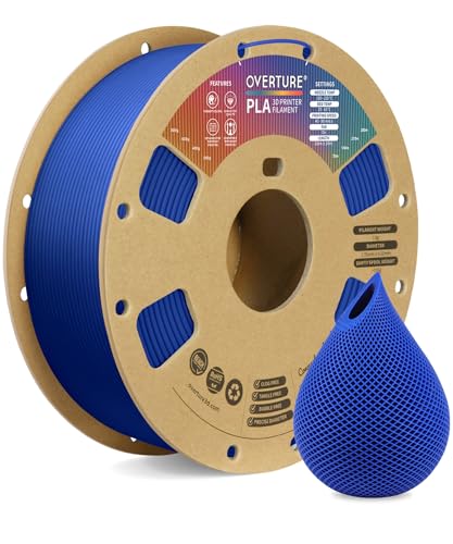 OVERTURE PLA Filament 1.75mm PLA 3D Printer Filament, 1kg Cardboard Spool (2.2lbs), Dimensional Accuracy +/- 0.02mm, Fit Most FDM Printer (Blue)