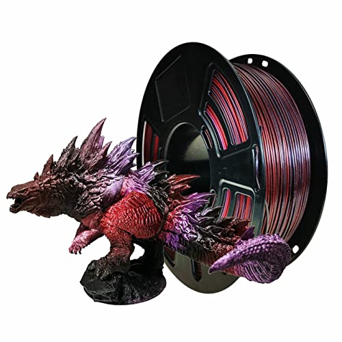 Stronghero3D PLA Black Red Purple 3D Printer Filament 1.75mm, Multicolor PLA Filament, Dark Red Black Purple Filament, Metallic Color Change 3D Printing Filament for Dragons, Monsters, 1kg Spool