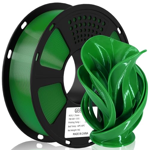 Geeetech PETG Filament 1.75mm Green, 1 KG (2.2lbs) Spool 3D Printer Filament, High-Toughness, ±0.02mm Accuracy, Neatly Wound & Moistureproof, Non-Clogging Non-Stringing, Fits Most FDM Printers