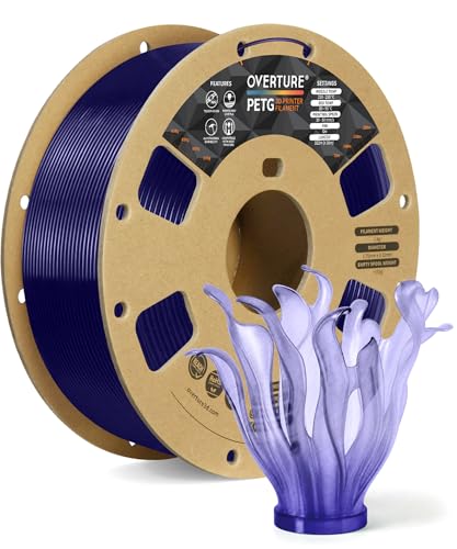 OVERTURE High Speed PETG Filament 1.75mm, 1kg Transparent Blue