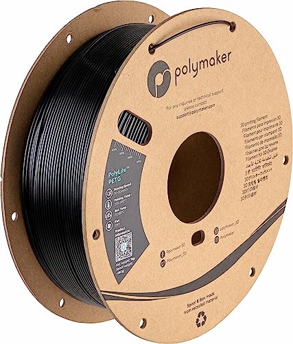 Polymaker PETG Filament 1.75mm 1kg Black 3D Printer Filament, PolyLite PETG 3D Printing Filament 1.75mm, Dimensional Accuracy +/- 0.03mm, Print with Most 3D Printers