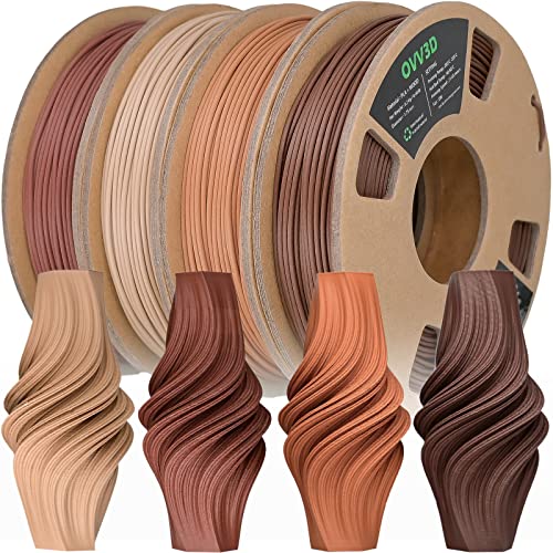 OVV3D Wood PLA 3D Printer Filament Bundle,Over 30% Real Wood Fiber,PLA 1.75