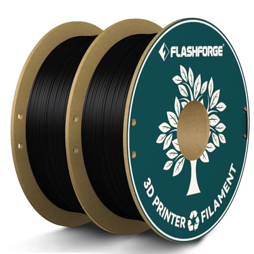 FLASHFORGE PLA Filament 1.75mm Black, 3D Printer Filament Bundle 2kg (4.4lbs) Cardboard Spool, Dimensional Accuracy +/- 0.02mm, 3D Printing Filament Easy to Use and Fits for Most FDM 3D Printers