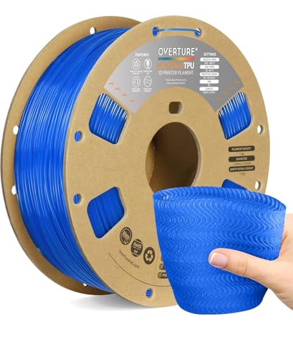OVERTURE TPU High Speed Filament 1.75mm Flexible Roll, 95A Soft 3D Printer Filament, 1kg Spool (2.2 lbs), Fit Most FDM Printer (HS TPU Translucent Blue)