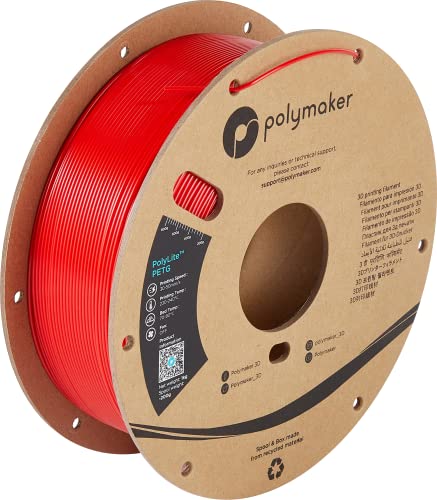 Polymaker PETG Filament 2.85mm 1kg Red 3D Printer Filament, PolyLite PETG 3D Printing Filament 2.85mm, Dimensional Accuracy +/- 0.03mm, Print with Most 3D Printers